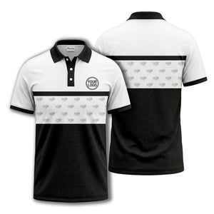 monochrome custom logo repeat stripe polo shirt for men