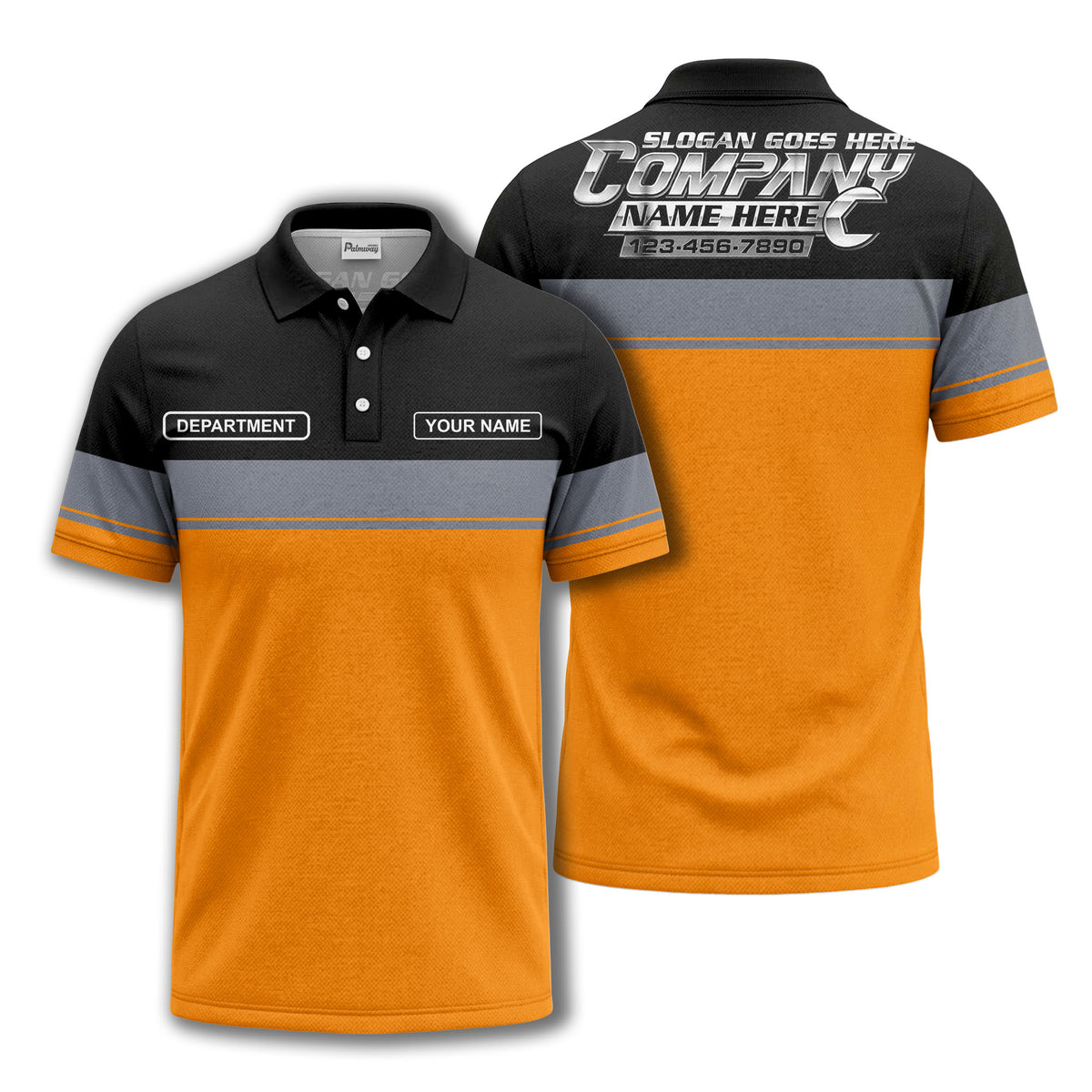 personalized department name gray stripe polo shirt for teams
