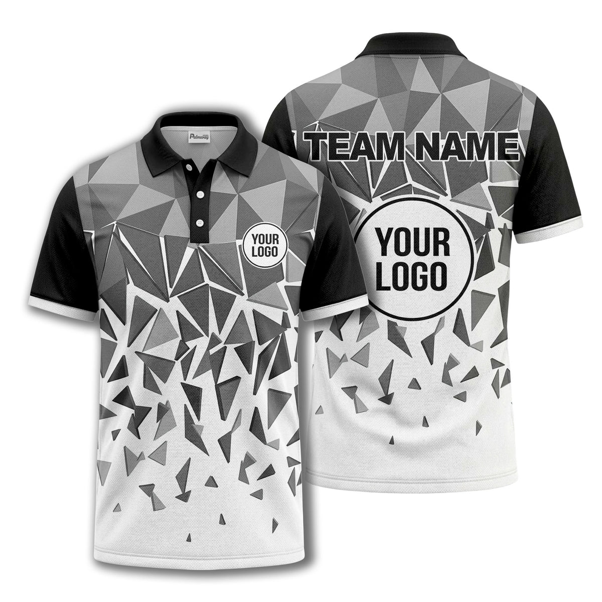 sharp monochrome geometric triangles polo shirt