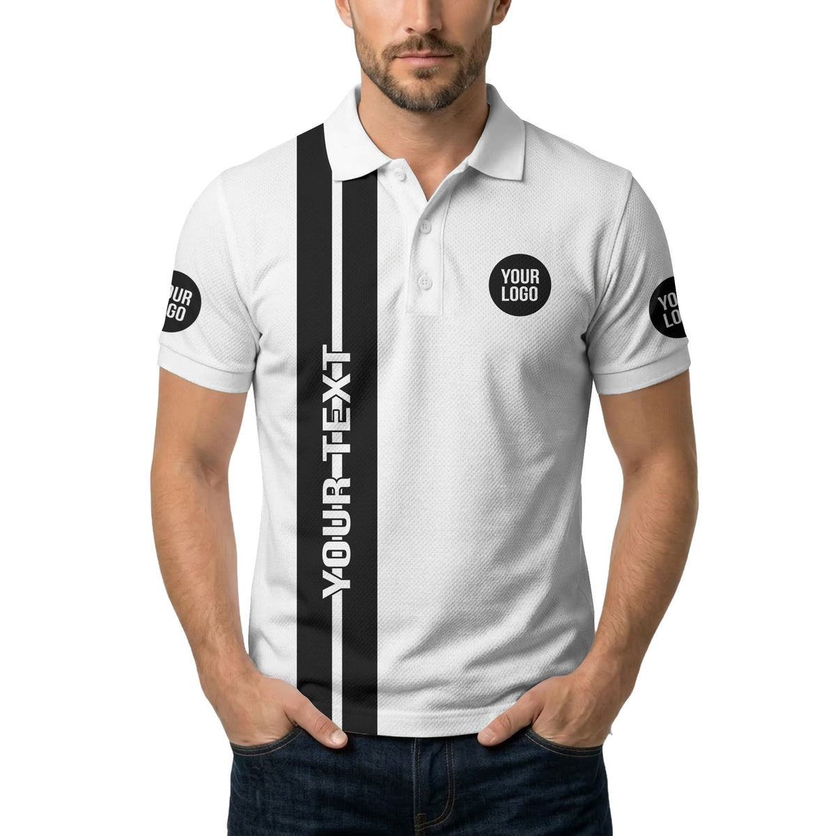 vertical stripe logo custom text polo shirt for modern professionals