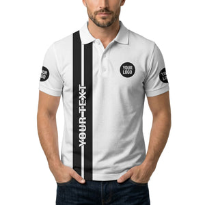 vertical stripe logo custom text polo shirt for modern professionals