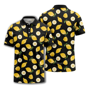 zesty lemon slices & leaf motif playful summer polo shirt