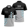 Custom Corporate Polo Shirt – Black & Gray Geometric Personalized Company Logo Team Polo