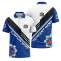 Custom Diagonal Stripe, Gear & HVAC Flame-Snowflake Graphic Short Sleeve Polo Shirt - Personalized Company Name & Logo HVAC Uniform Polo