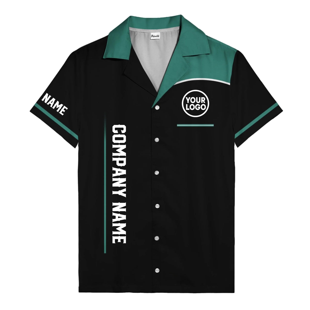 01_live-preview-green-stripe-logo-grid-corporate-uniform-hawaiian-shirt-for-men