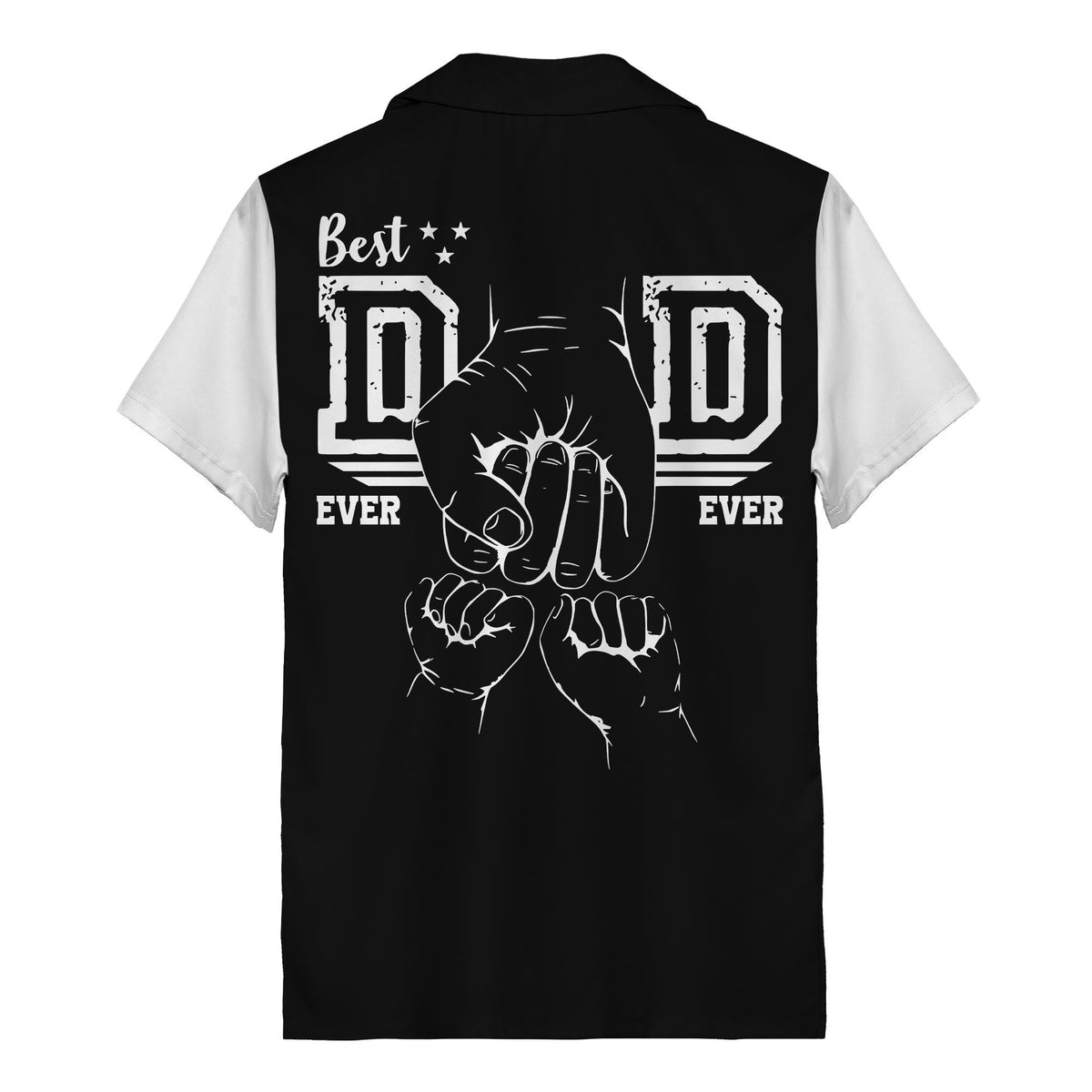 Best Dad Ever Vertical Name Personalized Black Graphic Hawaiian Shirt For Men