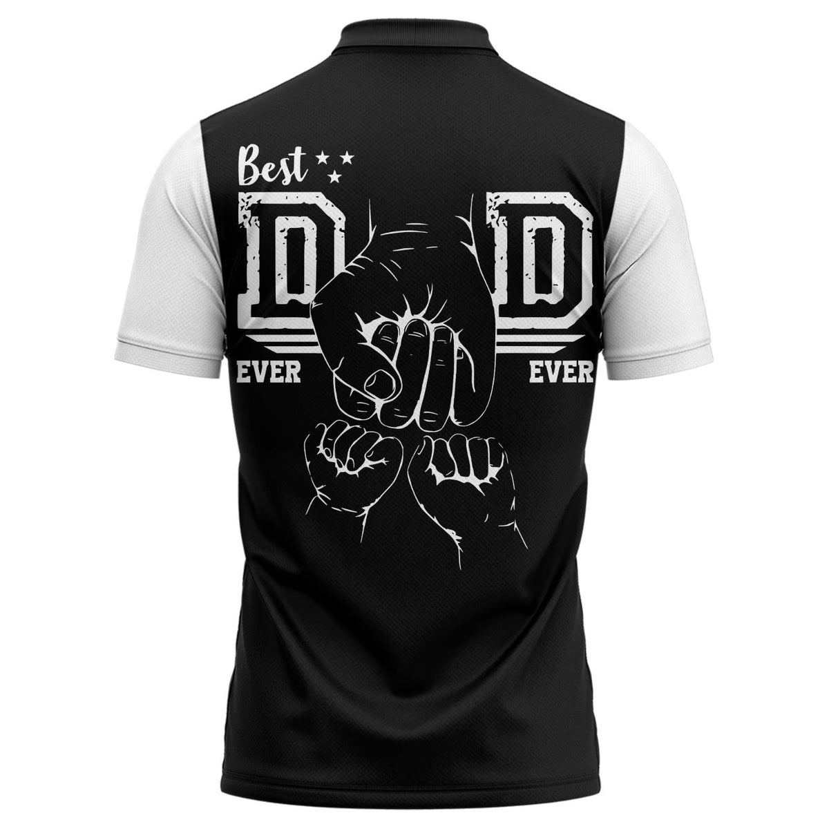 Best Dad Ever Vertical Text Black White Modern Graphic Polo Shirt For Men